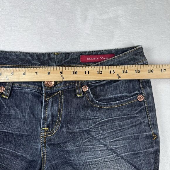7 For All Mankind Classic Flare Jeans SZ 28 Denim Pants Ladies Dark Wash Stretch - Picture 11 of 14